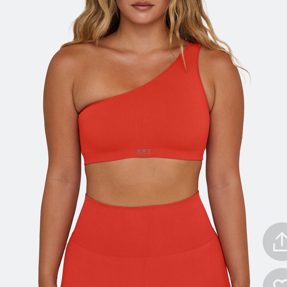 Set active one shoulder guava top - size M